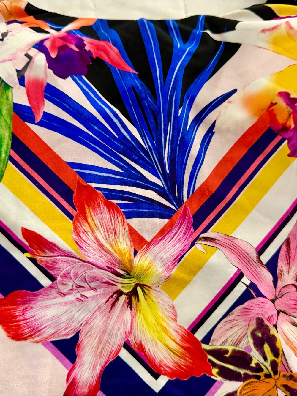 Trina Turk Multicolor Floral Stripe Bikini Top with matching Sarong Size 6 top. - Picture 6 of 7